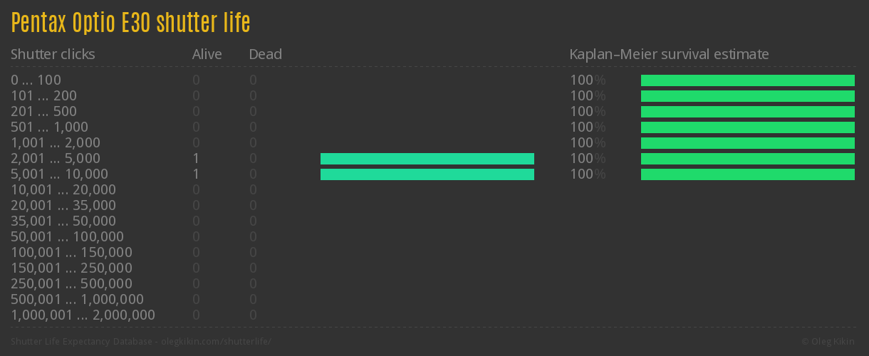Pentax Optio E30 shutter life